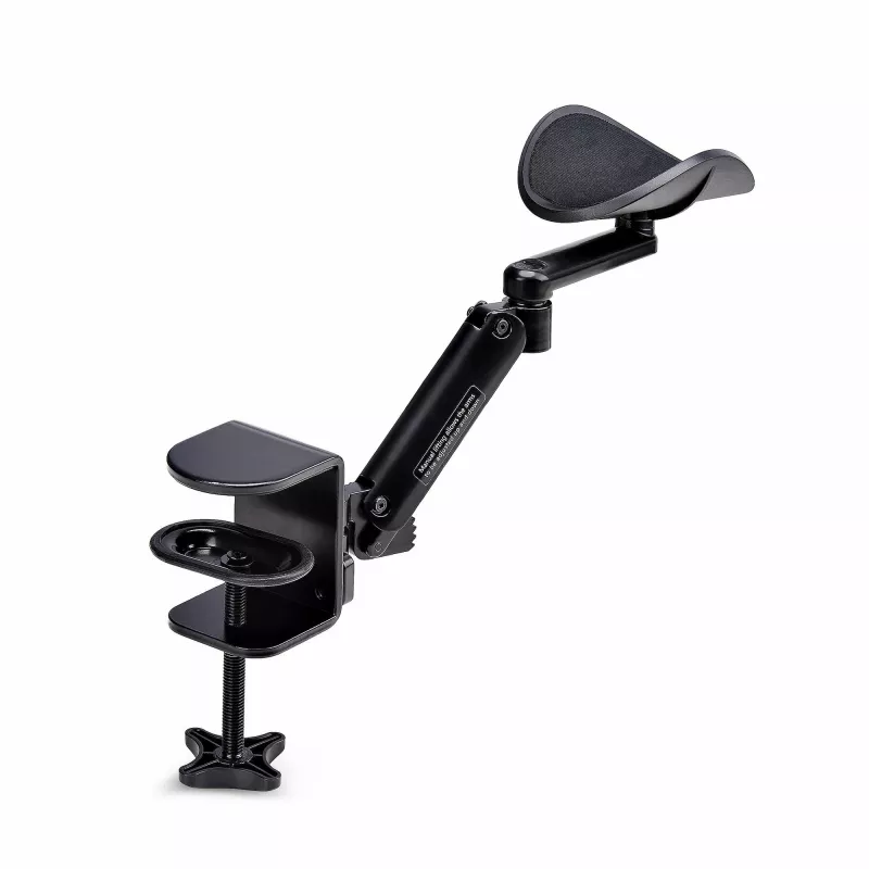 StarTech.com reguleeritav käetugi kontorilauale, ergonoomiline käe-/küünarnukitugi, 360-kraadine pööramine, klamberkinnitus / puurimiseta paigaldus, must
