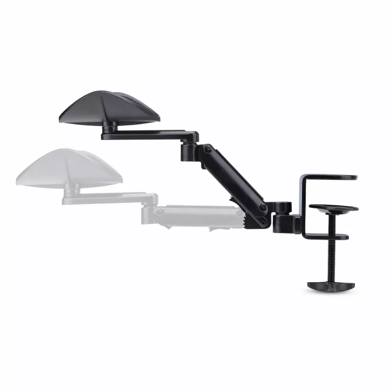 StarTech.com reguleeritav käetugi kontorilauale, ergonoomiline käe-/küünarnukitugi, 360-kraadine pööramine, klamberkinnitus / puurimiseta paigaldus, must