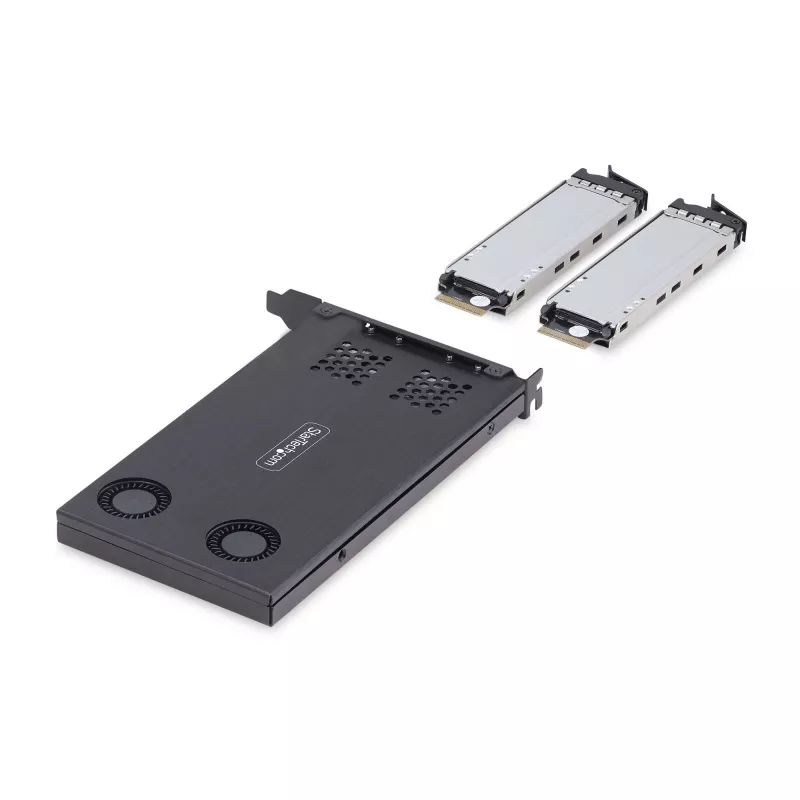 StarTech.com kahe pesaga M.2 NVMe SSD PCIe x8 eemaldatav mobiilne raam; vajalik PCIe bifurkatsioon; tööriistavaba paigaldus, PCIe taustplaat kahe kuuma vahetusega kettapesaga