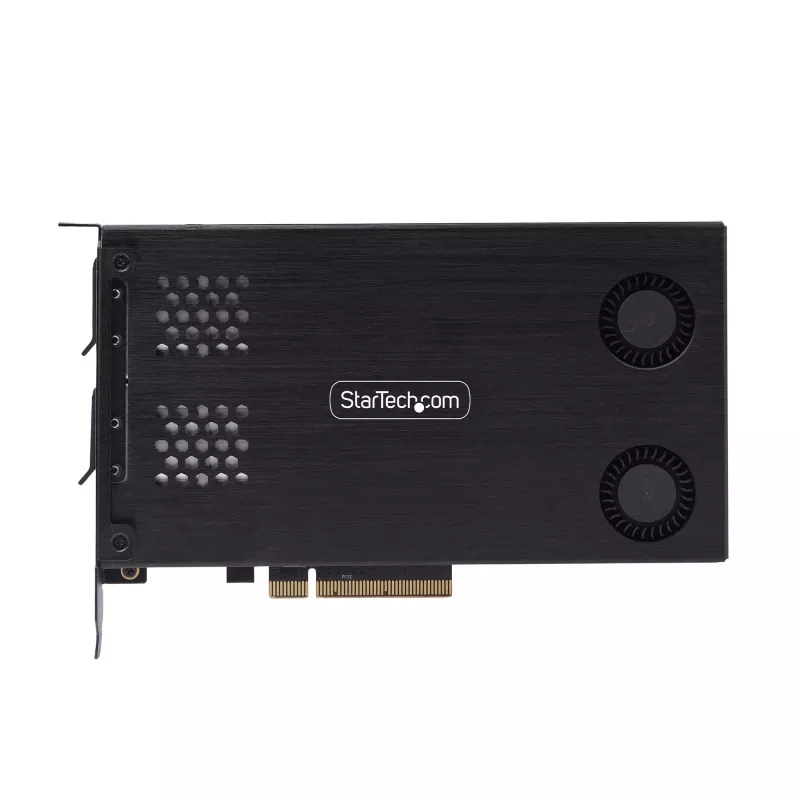StarTech.com kahe pesaga M.2 NVMe SSD PCIe x8 eemaldatav mobiilne raam; vajalik PCIe bifurkatsioon; tööriistavaba paigaldus, PCIe taustplaat kahe kuuma vahetusega kettapesaga