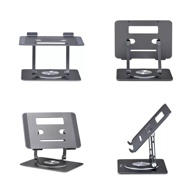 StarTech.com Pöörlev sülearvutialus, 360° pöörlev, ergonoomiline lauatõstuk arvutile, kõrgendatud alus reguleeritava kaldega, max 11lb/5kg, alumiiniumist, kaasaskantav disain