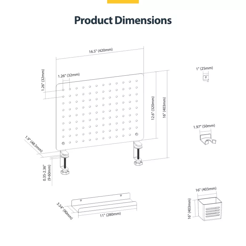 StarTech.com 1612B-DESK-PEGBOARD lauaorganisaatorite komplekt 1 tk