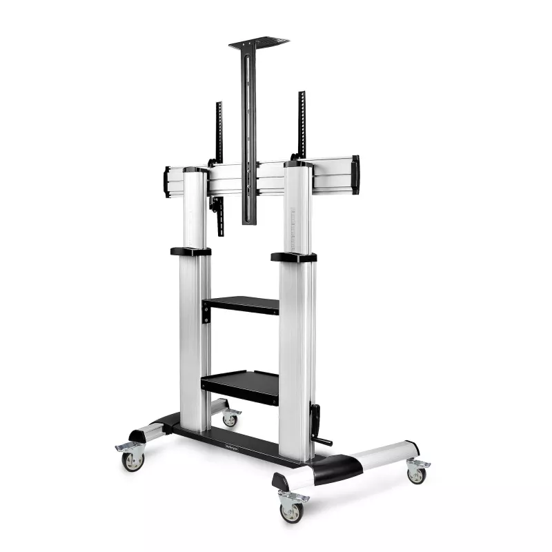 StarTech.com ratastel telerikäru/statiiv 60-100-tollistele lameekraanidele kuni 100 kg, kõrguse reguleerimine käsivända abil, mobiilne/teisaldatav alus