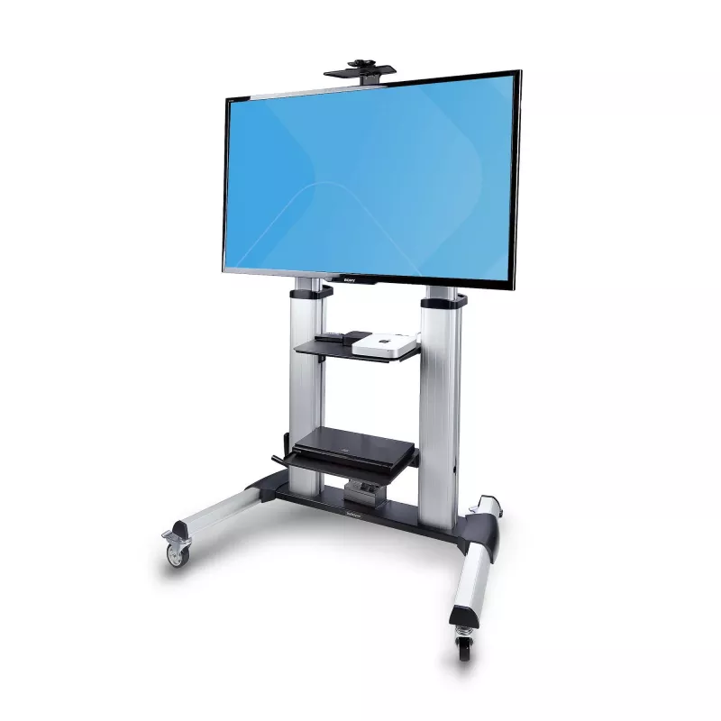 StarTech.com ratastel telerikäru/statiiv 60-100-tollistele lameekraanidele kuni 100 kg, kõrguse reguleerimine käsivända abil, mobiilne/teisaldatav alus