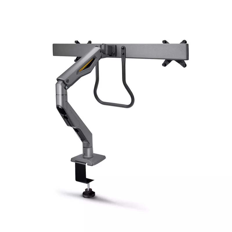 StarTech.com lauale kinnitatav kahe monitori hoob risttalaga, kuni 27-tollised ekraanid, VESA 75x75/100x100, max 33 naela/15 kg, C-klamber, täisliigendus, mehaaniline vedru, TAA