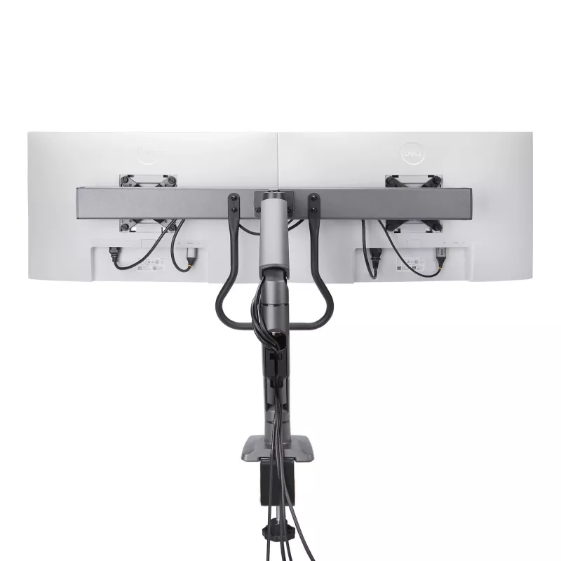 StarTech.com lauale kinnitatav kahe monitori hoob risttalaga, kuni 27-tollised ekraanid, VESA 75x75/100x100, max 33 naela/15 kg, C-klamber, täisliigendus, mehaaniline vedru, TAA