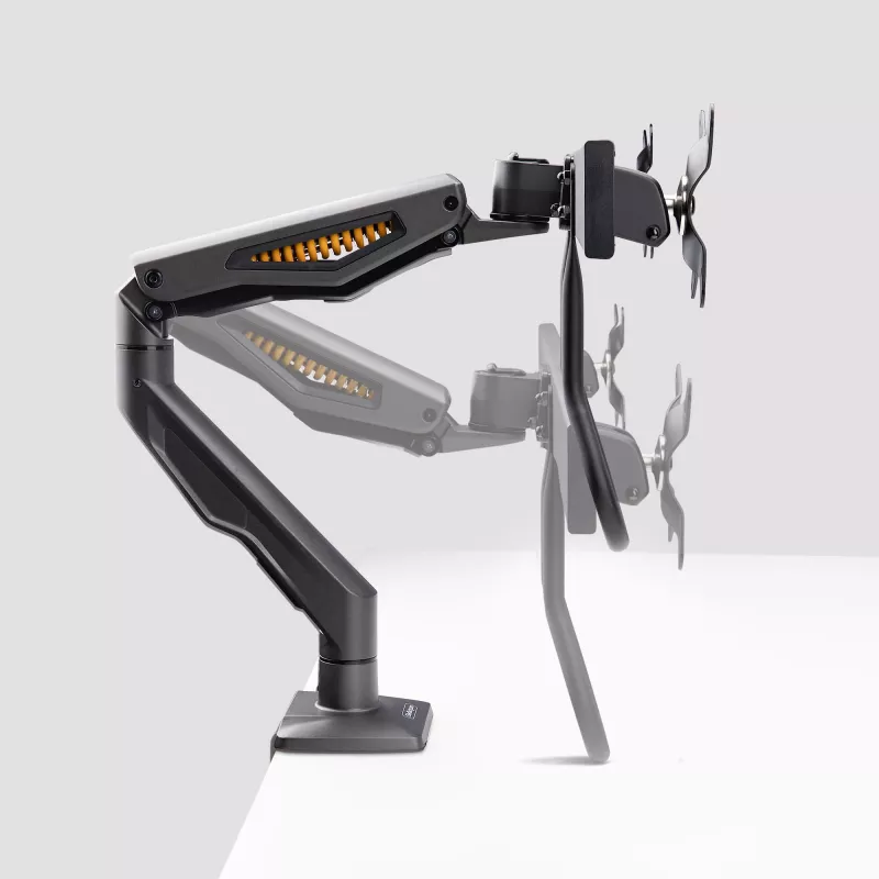 StarTech.com lauale kinnitatav kahe monitori hoob risttalaga, kuni 27-tollised ekraanid, VESA 75x75/100x100, max 33 naela/15 kg, C-klamber, täisliigendus, mehaaniline vedru, TAA