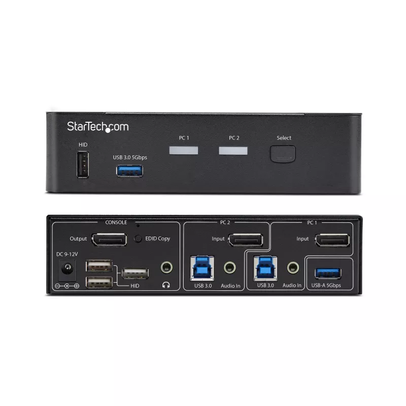 StarTech.com 2-pordiline DisplayPort KVM-lüliti, 4K 60 Hz, DP 1.2, EDID-haldus, 2-pordiline USB 3.0 jaotur, 4x USB HID-porti, TAA vastavuses