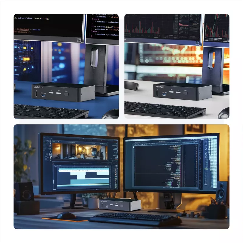 StarTech.com 2-pordiline DisplayPort KVM-lüliti, 4K 60 Hz, DP 1.2, EDID-haldus, 2-pordiline USB 3.0 jaotur, 4x USB HID-porti, TAA vastavuses
