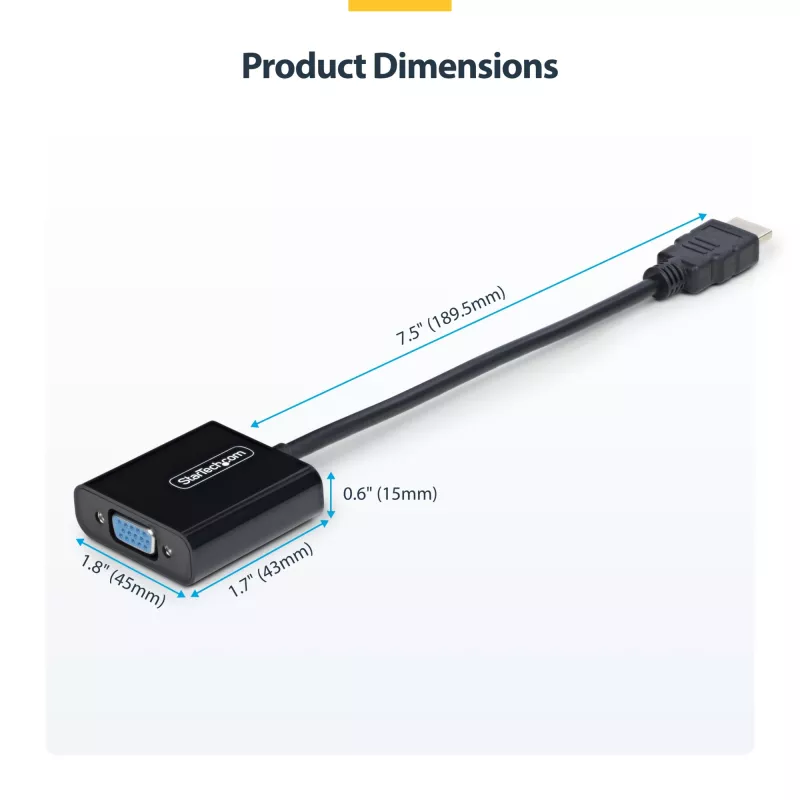 StarTech.com HDMI-VGA-adapter, aktiivne videomuundur sülearvutile/lauaarvutile, 1920x1080 (1080p), HDMI-allikas VGA-kuvarile/ekraanile/projektorile