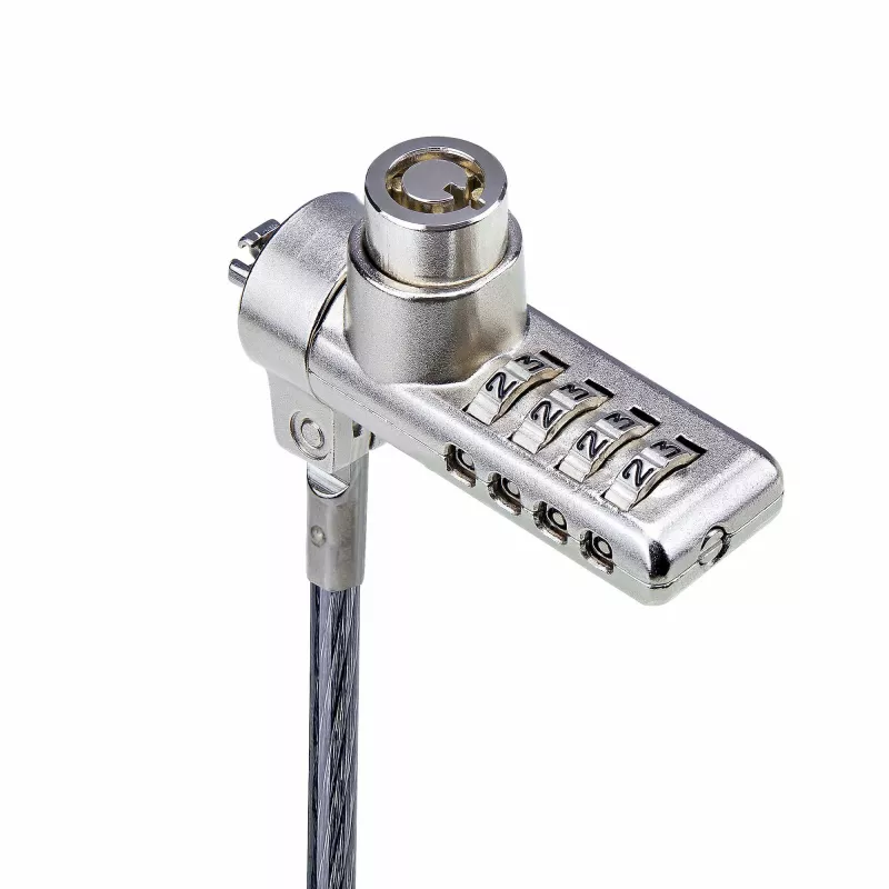 StarTech.com 10-Pack Dual-Access Laptop Lock, 6.5ft (2m) Keyed Alike and Combination Security kaabel Lock for K-Slot Devices, Computer Anti-Theft Steel kaabel