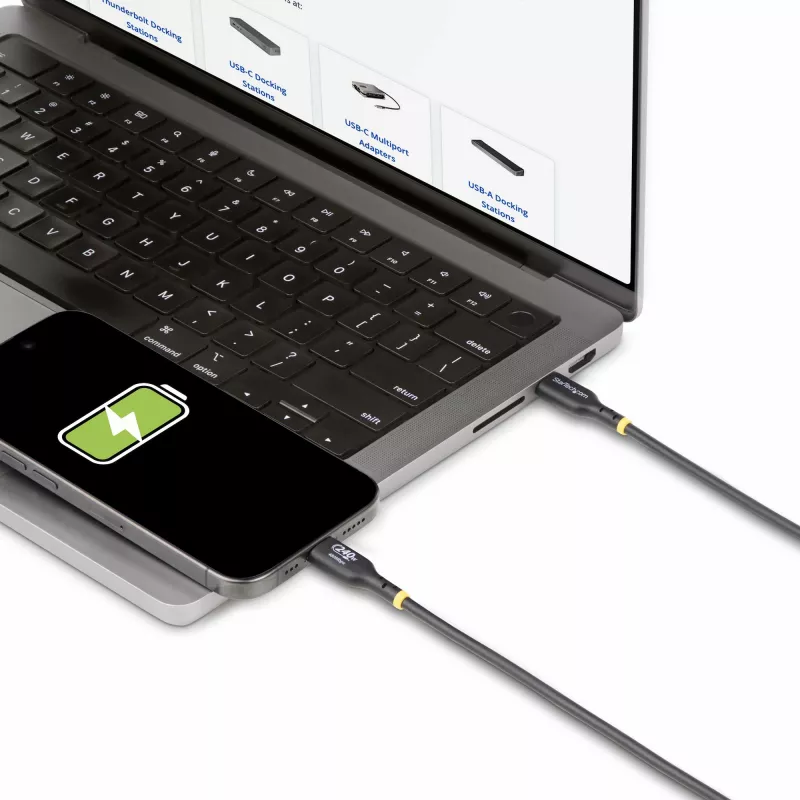 StarTech.com 4m USB-C laadimiskaabel, USB-IF sertifitseeritud USB-C kaabel, 240W PD EPR, USB 2.0 USB-C sülearvuti laadimisjuhe, USB-C andmeedastuskaabel, TPE ümbris, M/M