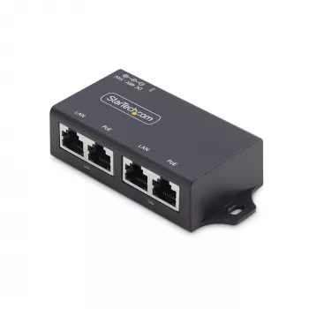 StarTech.com 2-pordine gigabitine PoE+ vahesüstik, 10/100/1000Mbps, PoE+ (802.3af/at), 30W, 1Gbps Ethernet, seinale kinnitatav, haldamata toide üle Etherneti