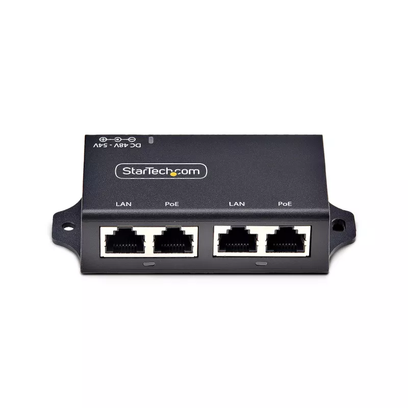 StarTech.com 2-pordine gigabitine PoE+ vahesüstik, 10/100/1000Mbps, PoE+ (802.3af/at), 30W, 1Gbps Ethernet, seinale kinnitatav, haldamata toide üle Etherneti