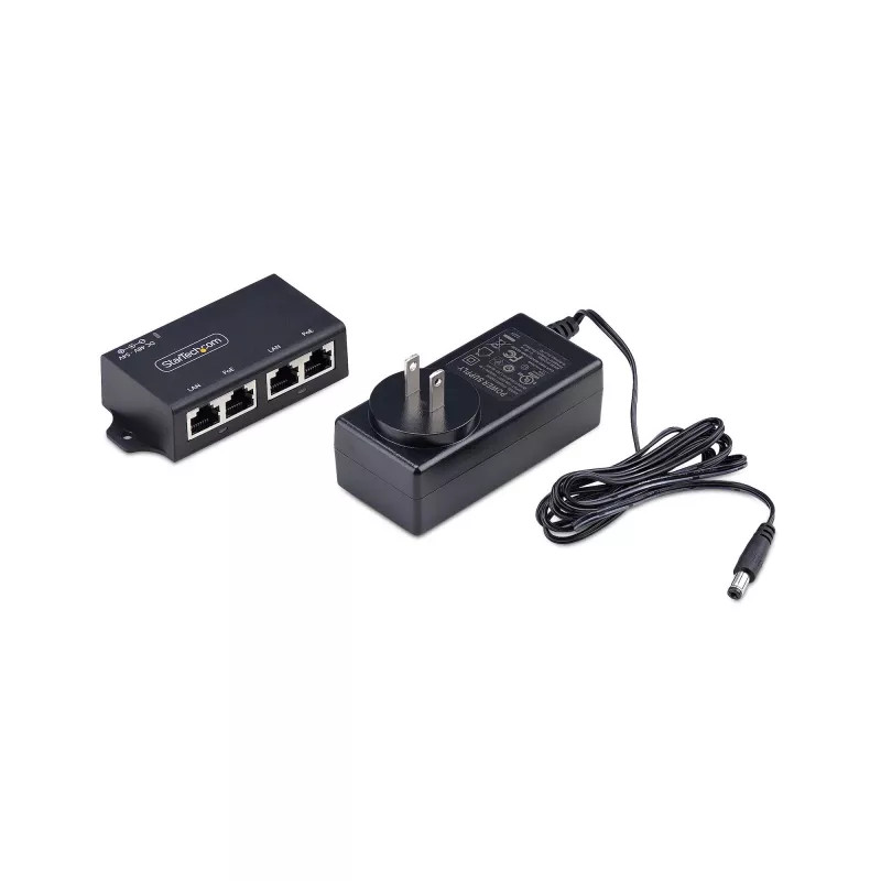 StarTech.com 2-pordine gigabitine PoE+ vahesüstik, 10/100/1000Mbps, PoE+ (802.3af/at), 30W, 1Gbps Ethernet, seinale kinnitatav, haldamata toide üle Etherneti