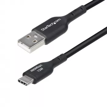 StarTech.com 6,6 jalga (2 m) USB-A - USB-C laadimiskaabel, laadi ja sünkrooni, 3A, USB 2.0, TPE ümbris – must USB laadimiskaabel