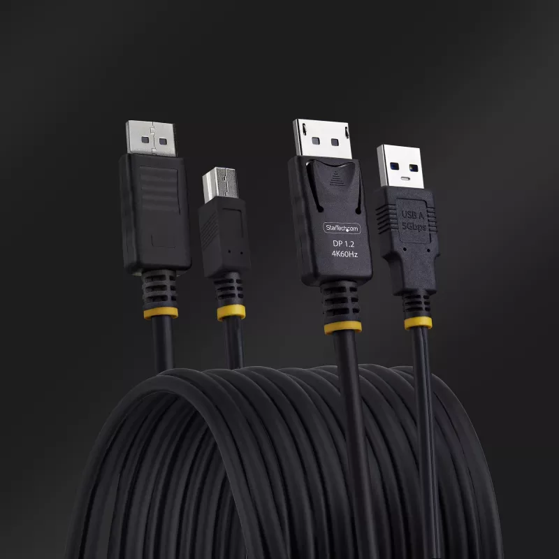 StarTech.com 10ft (3m) DisplayPort ja USB 5Gbps KVM-kaabel, 4K 60Hz, universaalselt ühilduv DP 1.2/USB 3.0 kombokaabel KVM-lülititele