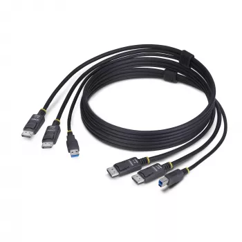 StarTech.com 1,8 m topelt-DisplayPort ja USB 5 Gbps KVM-kaabel, 4K 60Hz, universaalselt ühilduv DP 1.2/USB 3.0 kombokaabel kahe monitoriga KVM-lülitite jaoks