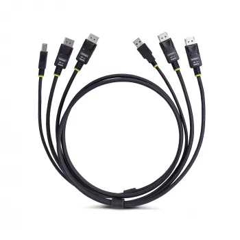 StarTech.com 1,8 m topelt-DisplayPort ja USB 5 Gbps KVM-kaabel, 4K 60Hz, universaalselt ühilduv DP 1.2/USB 3.0 kombokaabel kahe monitoriga KVM-lülitite jaoks