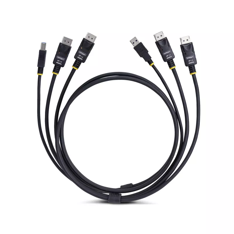 StarTech.com 1,8 m topelt-DisplayPort ja USB 5 Gbps KVM-kaabel, 4K 60Hz, universaalselt ühilduv DP 1.2/USB 3.0 kombokaabel kahe monitoriga KVM-lülitite jaoks