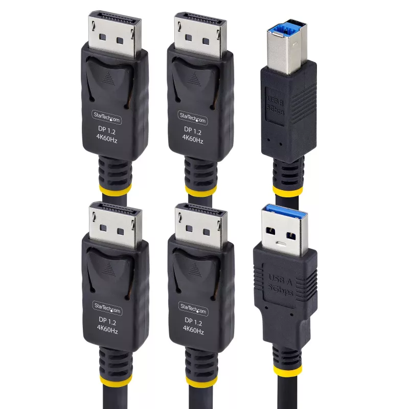 StarTech.com 1,8 m topelt-DisplayPort ja USB 5 Gbps KVM-kaabel, 4K 60Hz, universaalselt ühilduv DP 1.2/USB 3.0 kombokaabel kahe monitoriga KVM-lülitite jaoks