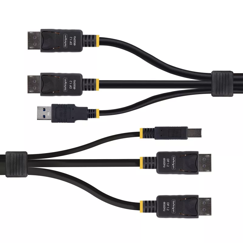 StarTech.com 1,8 m topelt-DisplayPort ja USB 5 Gbps KVM-kaabel, 4K 60Hz, universaalselt ühilduv DP 1.2/USB 3.0 kombokaabel kahe monitoriga KVM-lülitite jaoks