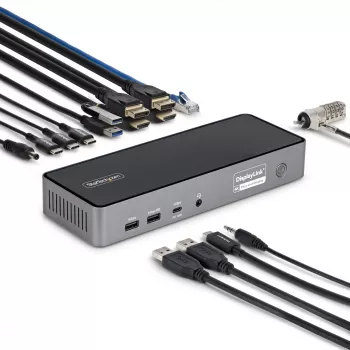 StarTech.com kolme monitoriga USB-C dokkimisjaam, 140 W sülearvuti laadimisdokk MacBook Pro ja Windows jaoks, 4K 60 Hz HDMI või DisplayPort, TAA