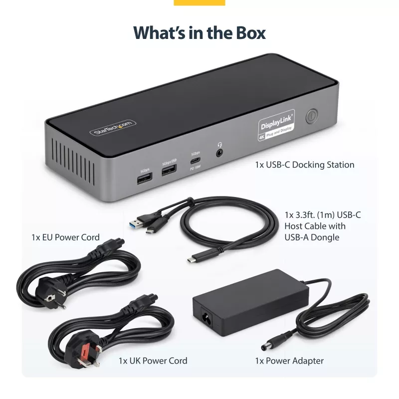 StarTech.com kolme monitoriga USB-C dokkimisjaam, 140 W sülearvuti laadimisdokk MacBook Pro ja Windows jaoks, 4K 60 Hz HDMI või DisplayPort, TAA