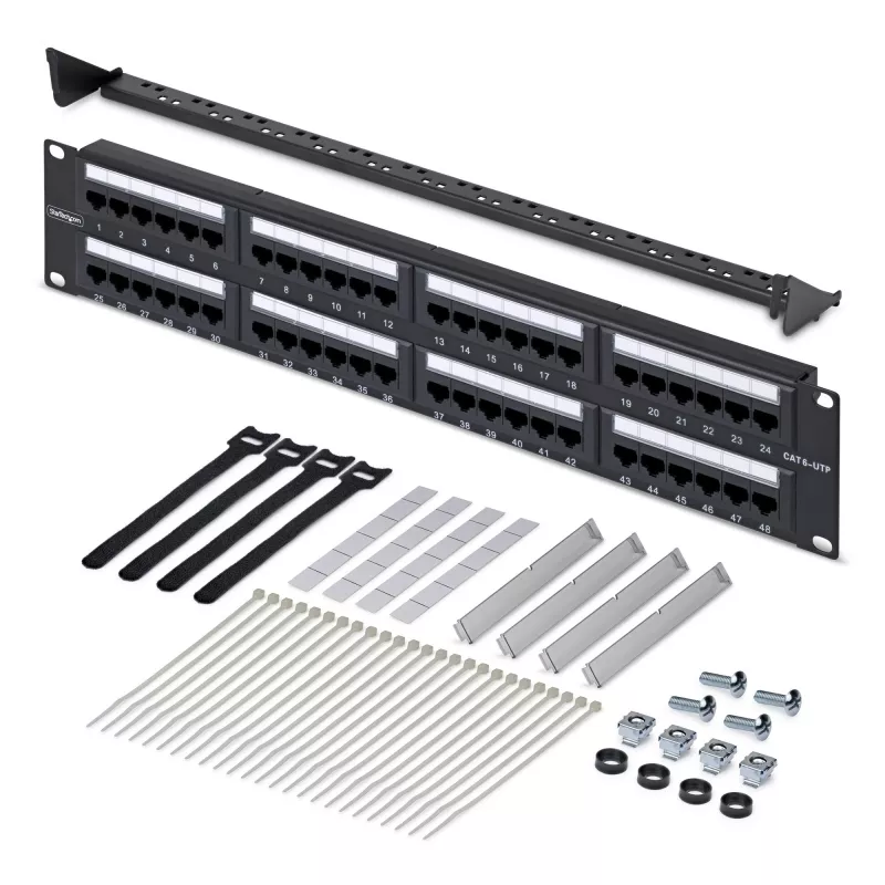 StarTech.com 48-pordiline 2U raamile paigaldatav Cat6 patch-paneel, RJ45, UTP, 110 punch-down, Cat 6 Ethernet patch-paneel võrguserveri raamile