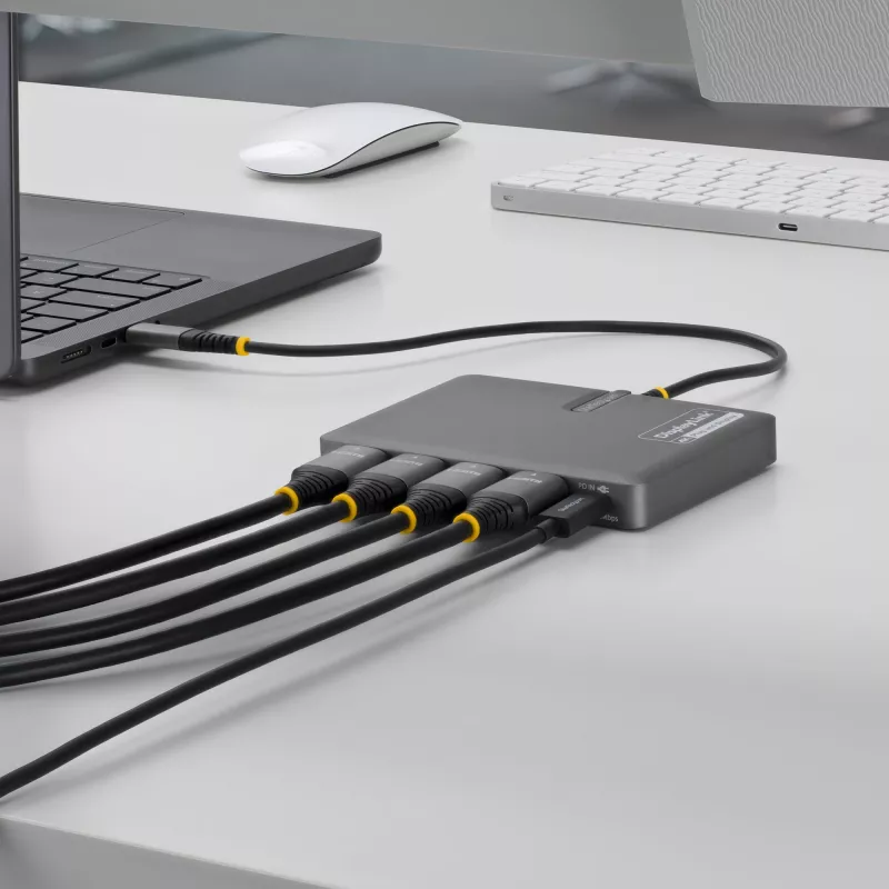 StarTech.com USB-C kuni nelja monitori tööjaama adapter, 4K 60Hz HDMI, 140W PD läbivool sülearvuti laadimiseks, USB-port juhtmevaba klaviatuuri/hiire jaoks, TAA