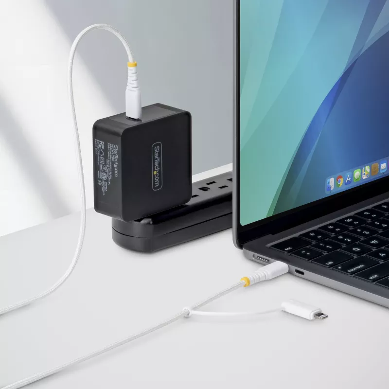 StarTech.com 1m (3ft) 2-in-1 tugev USB-C laadimiskaabel koos Lightning-adapteriga, 30W/60W (3A), Apple MFi sertifitseeritud, punutud USB C laadimisjuhe iPhone'ile/iPadile/Androidile
