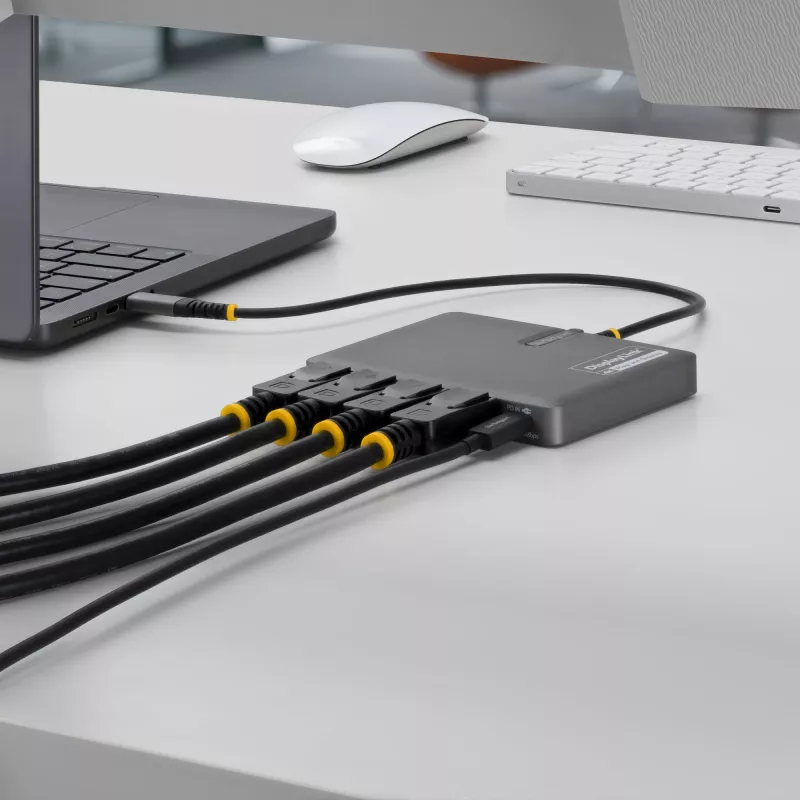StarTech.com USB-C nelja monitoriga tööjaama adapter, 4K 60 Hz DisplayPort, 140 W PD läbilaadimine sülearvuti laadimiseks, USB-port juhtmevaba klaviatuuri/hiire jaoks, TAA