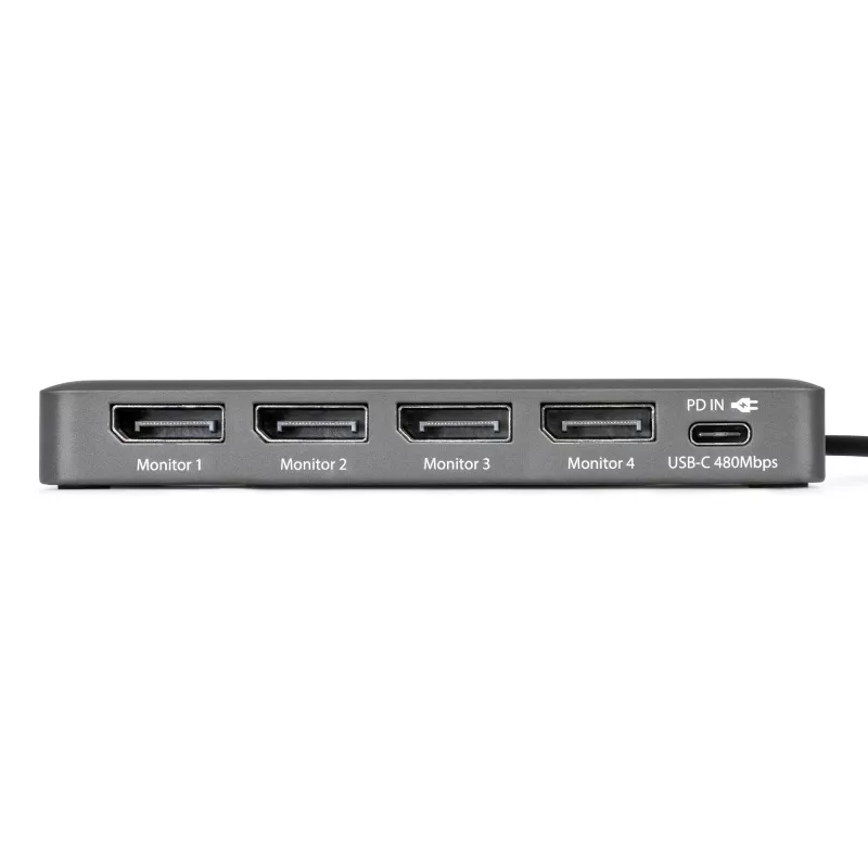 StarTech.com USB-C nelja monitoriga tööjaama adapter, 4K 60 Hz DisplayPort, 140 W PD läbilaadimine sülearvuti laadimiseks, USB-port juhtmevaba klaviatuuri/hiire jaoks, TAA