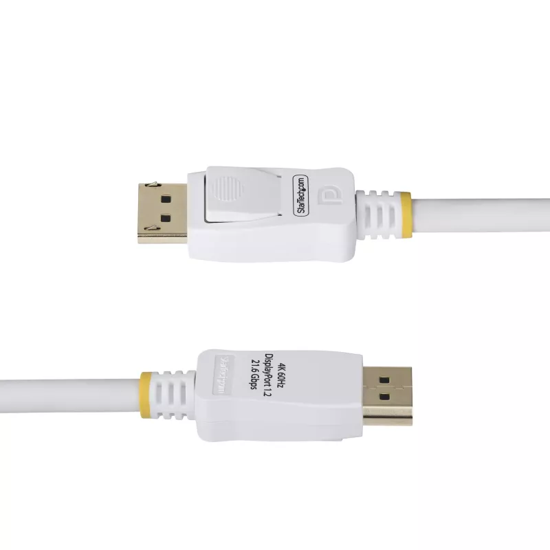 StarTech.com 1,8 m valge VESA-sertifitseeritud DisplayPort 1.2 kaabel, 4K 60 Hz, 21,6 Gbit/s, lukustuvate DP-pistikutega, DP 1.2 DisplayPort-kaabel, DP-kuvarikaabel, M/M