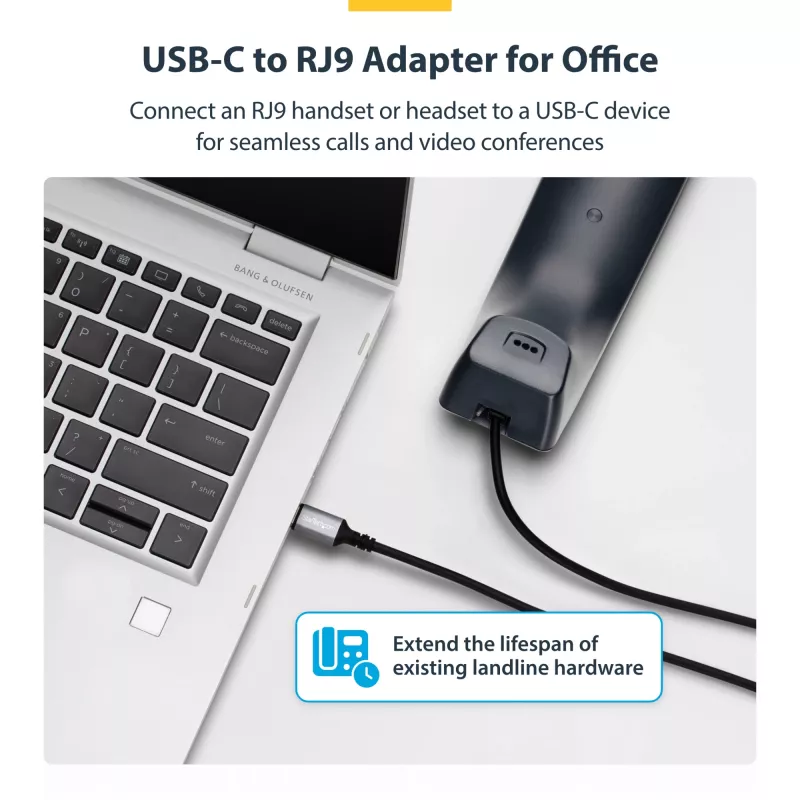 StarTech.com UR9-HEADSET-ADAPTER kaabli soovahetaja USB-C RJ-9 Must