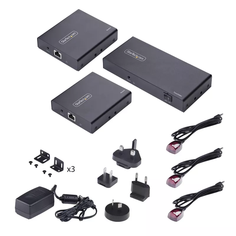 StarTech.com 2-pordiline HDMI-pikendaja ja -jaotur üle CAT6, 4K 60 Hz, kuni 230 jalga (70 m), 1x2 HDMI üle Etherneti jaotuskomplekt IR ja Power Over kaabel'iga