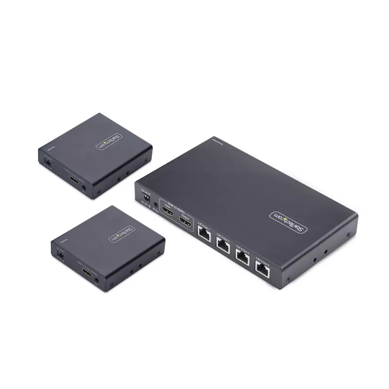 StarTech.com 4-pordiline HDMI-pikendaja ja -jaotur CAT6 kaudu, 4K 60Hz, kuni 70 m, 1x4 HDMI jaotuskomplekt üle Etherneti koos IR- ja toitega üle kaabli