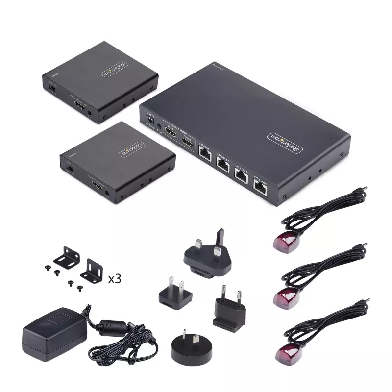 StarTech.com 4-pordiline HDMI-pikendaja ja -jaotur CAT6 kaudu, 4K 60Hz, kuni 70 m, 1x4 HDMI jaotuskomplekt üle Etherneti koos IR- ja toitega üle kaabli