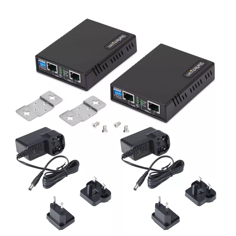 StarTech.com VDSL2 Etherneti pikenduskomplekt ühe paarilise juhtme kaudu, kuni 0,6 miili (1 km) pikamaa LAN repiiter telefoniliini/CAT5e/CAT6 kaudu, kuni 300 Mbit/s, asendus seadmele 110VDSLEXTEU - TAA