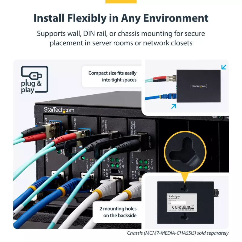 StarTech.com Gigabit Ethernet vask-kiudmeediumimuundur, SM LC, 20 km, 10/100/1000 Mbit/s, RJ45-LC, täismetallist, 9K jumbokaadrid, TAA-ühilduv