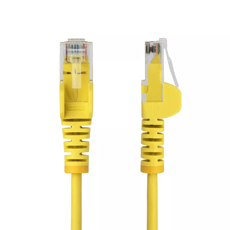 StarTech.com 1,5 m kollane õhuke CAT6 Etherneti kaabel, tõmbetõkestusega, 100 W PoE, UTP, LSZH, 28 AWG puhas paljas vasktraat, õhuke RJ45 võrgupatšikaabel koos tõmbetugevdustega, individuaalselt testitud