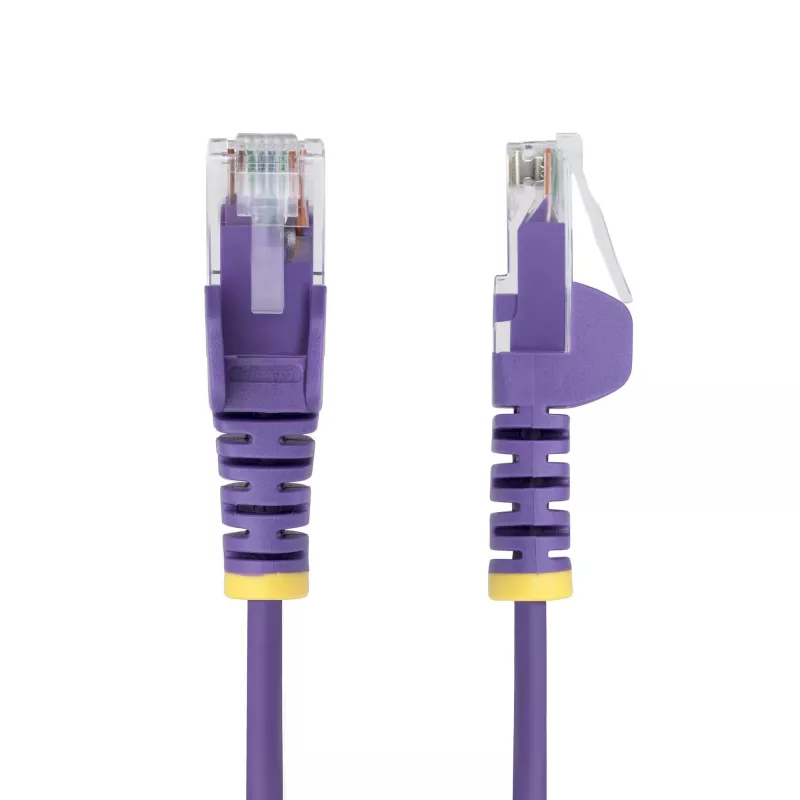 StarTech.com 1m lilla õhuke CAT6 Etherneti kaabel, takerdumisvastane, 100W PoE, UTP, LSZH, 28AWG puhtast paljast vasktraadist, õhuke RJ45 võrgu ühendusjuhe koos tõmbetugevdustega, eraldi testitud