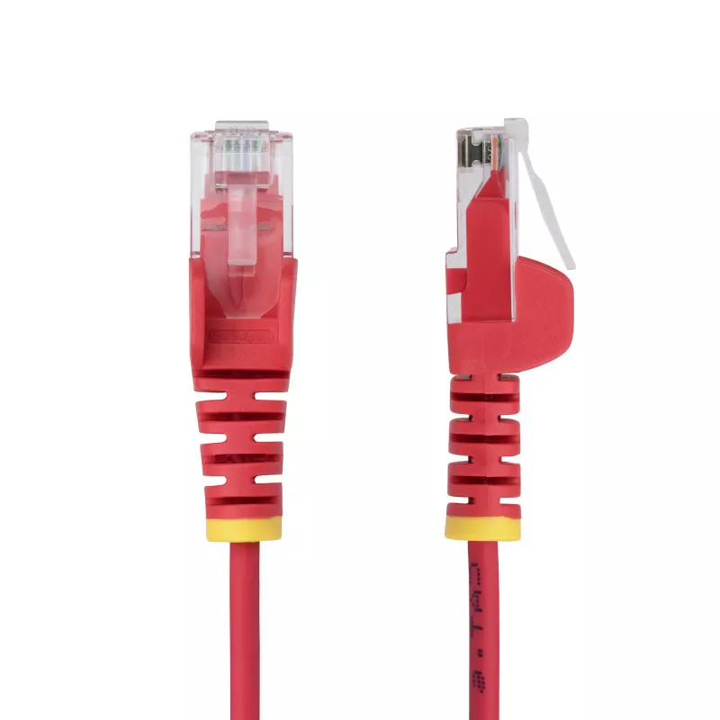 StarTech.com 2,5 m punane õhuke CAT6 Etherneti kaabel, takerdumisvastane, 100 W PoE, UTP, LSZH, 28AWG puhas paljas vasktraat, õhuke RJ45 võrguparanduskaabel tõmbevähendustega, eraldi testitud