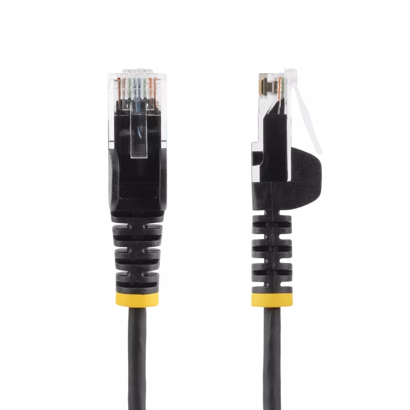 StarTech.com 5 m must õhuke CAT6 Etherneti kaabel, tõmbekindel, 100 W PoE, UTP, LSZH, 28AWG puhtast vase traat, õhuke RJ45 võrgu ühendusjuhe tõmbetugevdustega, individuaalselt testitud