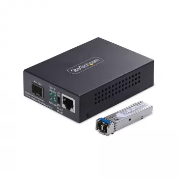 StarTech.com Gigabit Ethernet Copper-to-Fiber meediamuundur, SM LC, 40 km, 10/100/1000 Mbit/s, RJ45 to LC, täismetallist, 9K jumboraamid, TAA vastavuses