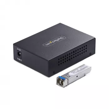 StarTech.com Gigabit Ethernet Copper-to-Fiber meediamuundur, SM LC, 40 km, 10/100/1000 Mbit/s, RJ45 to LC, täismetallist, 9K jumboraamid, TAA vastavuses