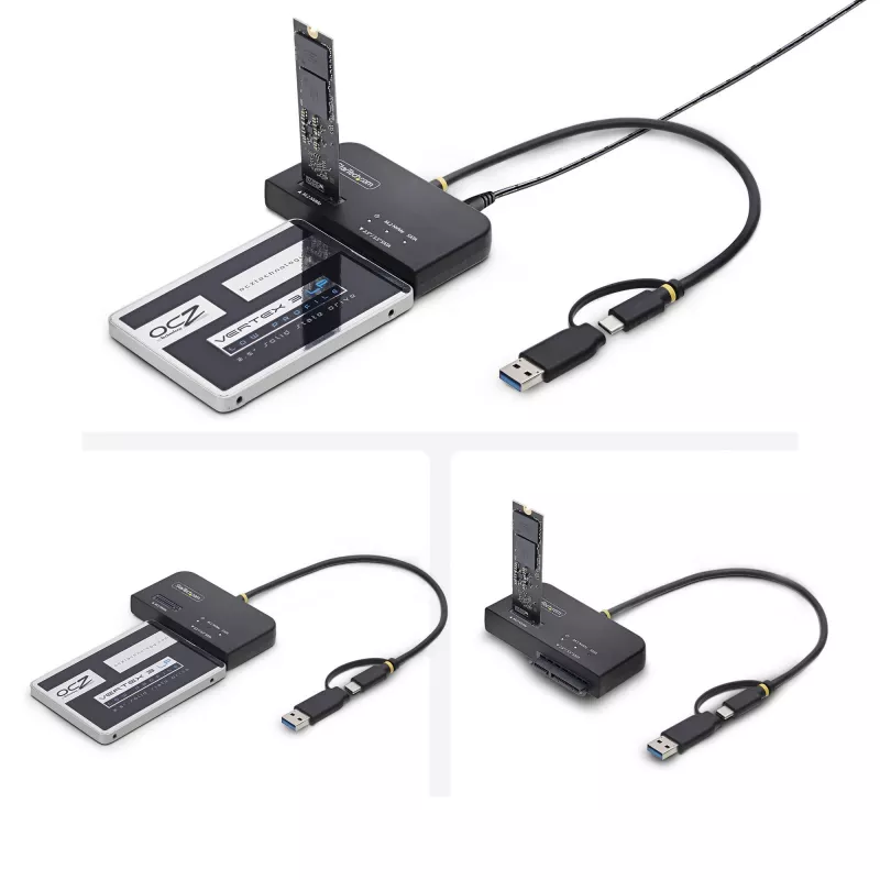 StarTech.com USB-C/USB-A - M.2 NVMe ja 2,5 inch/3,5 inch SATA adapter, 10 Gbit/s, tööriistavaba väline SSD-kõvakettaluger, B+M/M-Key
