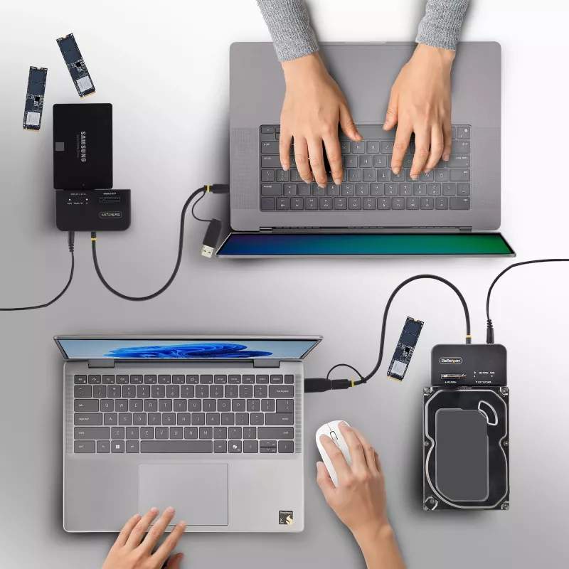 StarTech.com USB-C/USB-A - M.2 NVMe ja 2,5 inch/3,5 inch SATA adapter, 10 Gbit/s, tööriistavaba väline SSD-kõvakettaluger, B+M/M-Key