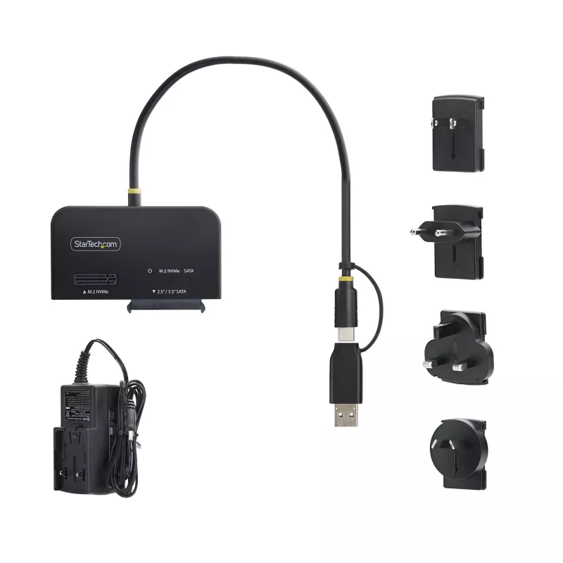 StarTech.com USB-C/USB-A - M.2 NVMe ja 2,5 inch/3,5 inch SATA adapter, 10 Gbit/s, tööriistavaba väline SSD-kõvakettaluger, B+M/M-Key