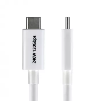 StarTech.com 2,6 jala (80 cm) Thunderbolt 5 kaabel, 80 Gbps/kuni 120 Gbps, 240 W PD, 8K 60 Hz, sertifitseeritud Thunderbolti kaabel, ühildub Thunderbolt 4/USB4/USB-C-ga – valge